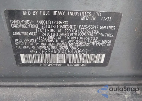 2012 Subaru Forester 2.5X Touring из США, поврежденный, VIN JF2SHAGC4CH420603